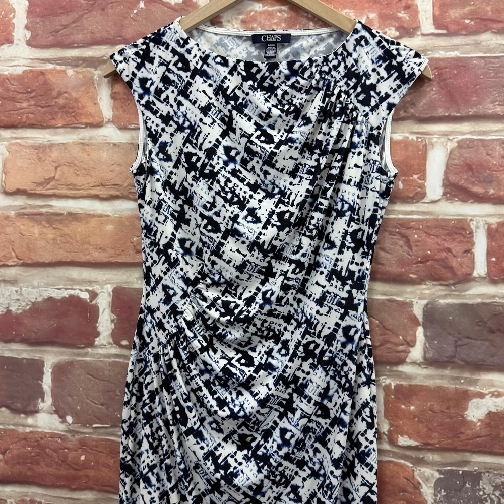 Ralph Lauren Chaps Dress Women's Small Multicolor Abstract Ruched Casual Career - Picture 4 of 9